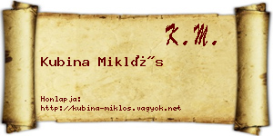 Kubina Miklós névjegykártya